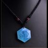 Natural Aquamarine Hexagram Pendant - Blue Crystal Necklace for Men & Women, Energy Stone with Amethyst, Spiritual Protection Jewelry Gift