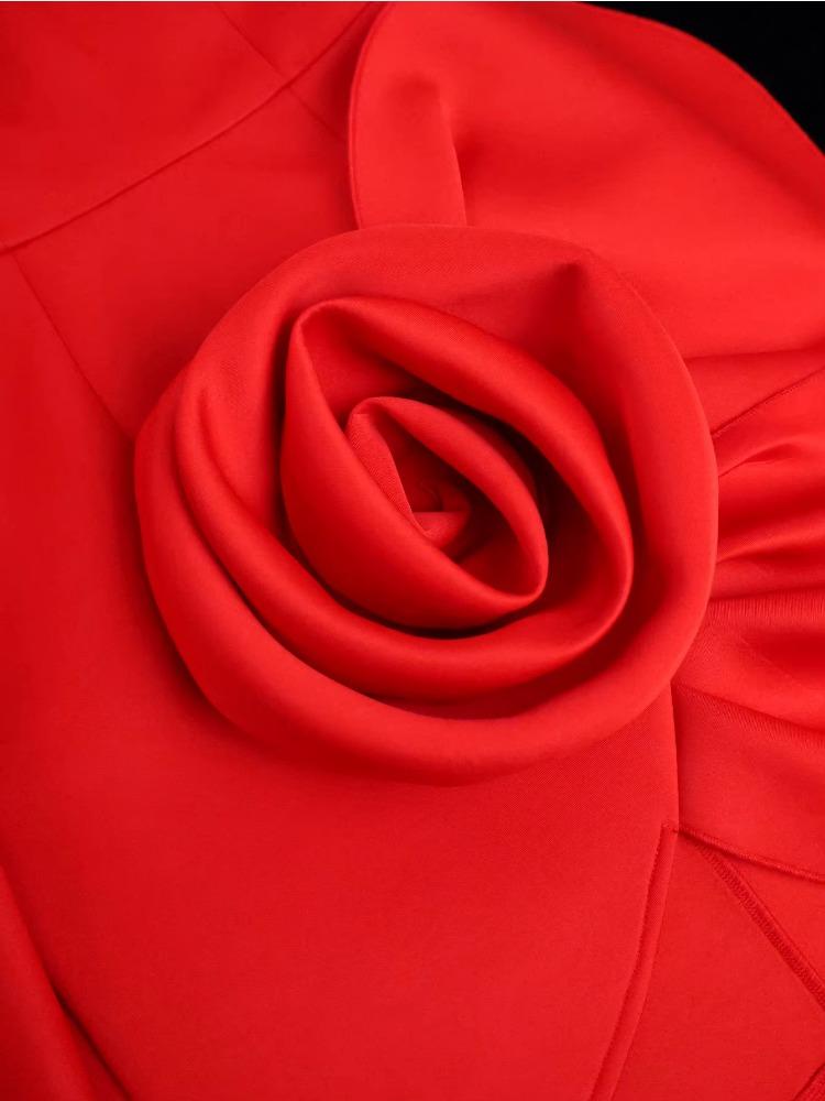 Afridan Women Party Sexy Tube Top Mini Dresses 3D Big Flower Christmas Off Shoulder Bodycon Wedding Guest Celebrate Event New