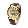 Fashion Hollow Skeleton Men Watches Quartz Leather Bracelet Strap Wristwatch Fashion Business Watches Men's Gifts
