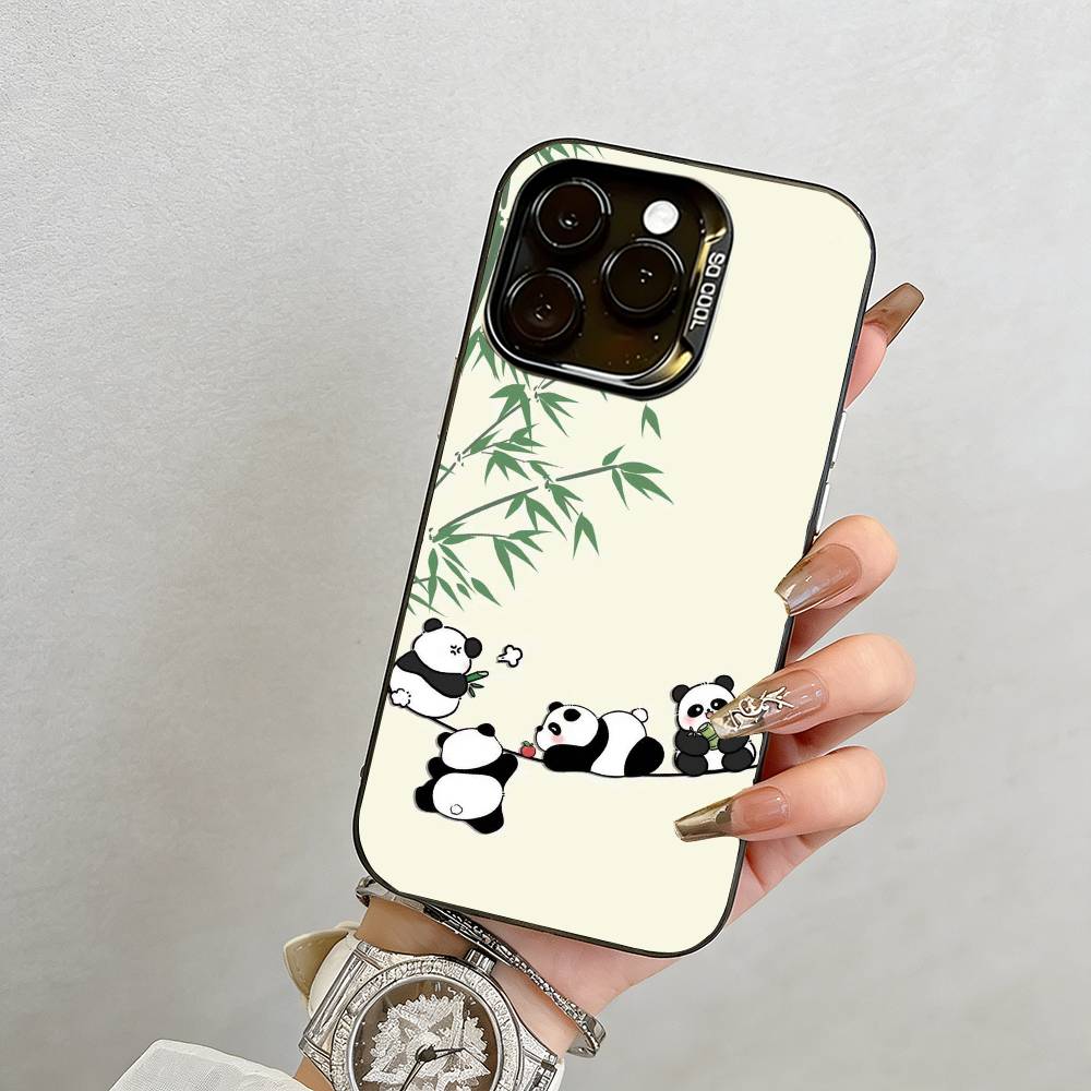 panda Phone Case For iPhone 17,16,15,14,13,12,11 Plus,Pro Max,XS,Colorful Silver Phone case Funda Cover