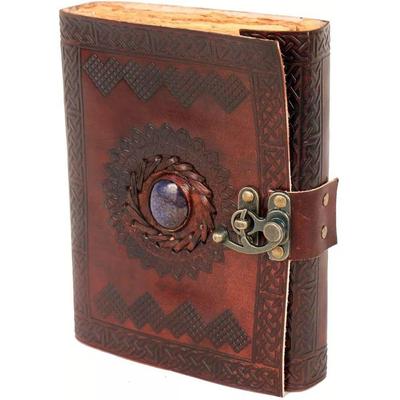 Vintage Leather Journal with Semi Precious Stone-Witch Journal for Men and Women