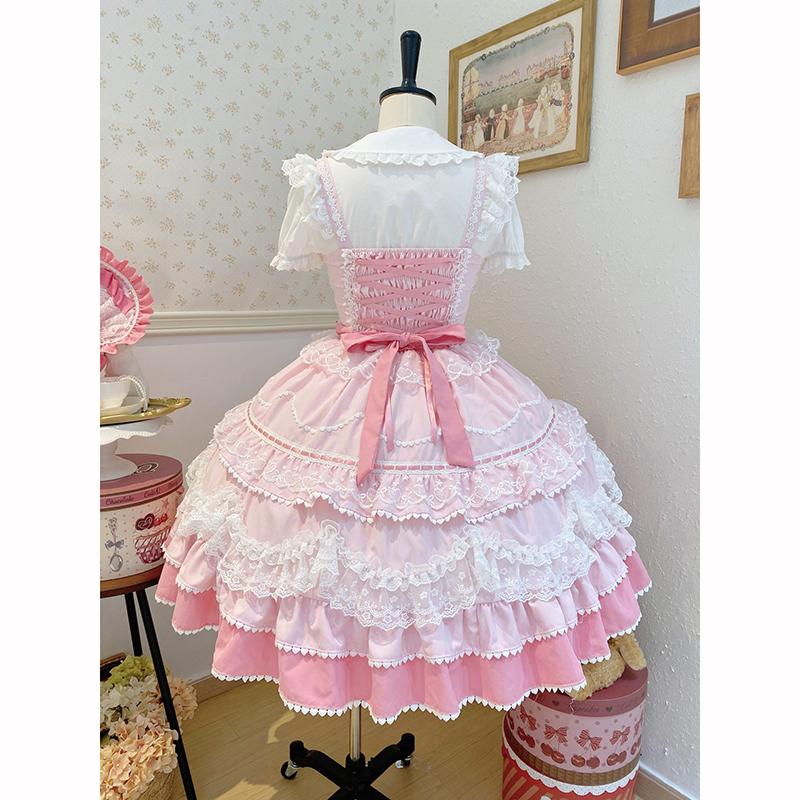 Summer Sweet Lolita Dress Cute Princess Lace Sweet Laminated Long