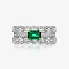 Huitan Noble Green Cubic Zirconia Rings for Women Anniversary Evening Party Temperament Lady Finger Accessory Statement Jewelry