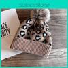 Print Fashion Leopard Pattern Womens Casual Warm Knitted Hat For Winter