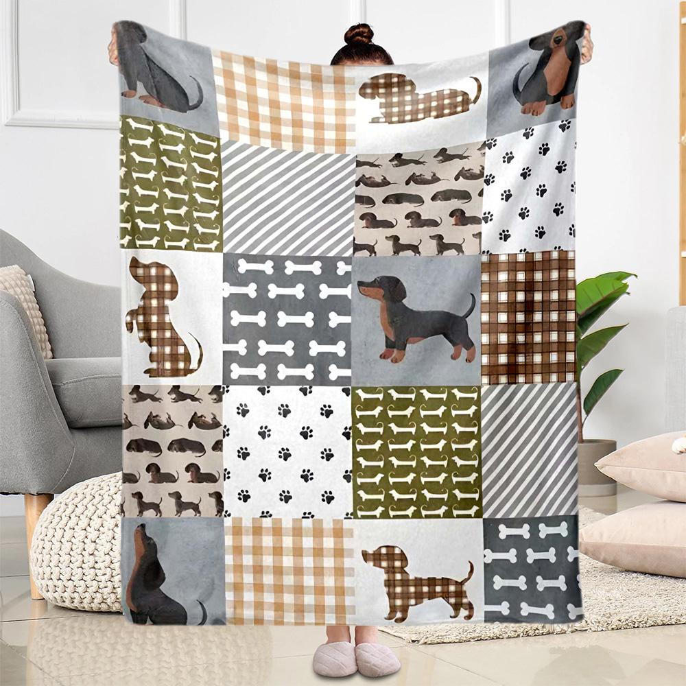 Chihuahua Photo Collage Flannel Blanket,Lightweight,Office Blanket,Sofa Blanket,Comfortable Blanket
