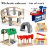 Wooden Train Track Accessories Parking Lot Railway Station Fit for Thomas Biro Multiple Tracks Educational Toys for Children