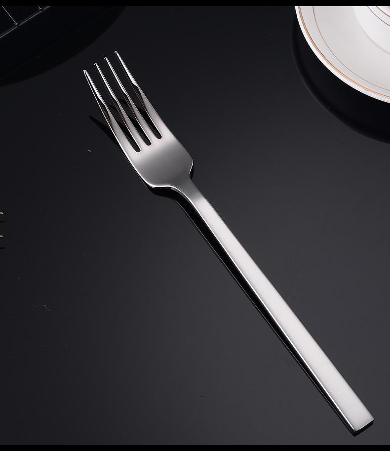 Forged 304 stainless steel thickened square handle western food knife, fork and spoon hotel high-value tableware five main parts