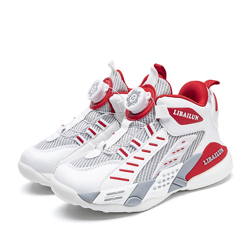 Kids Sneakers Basketball Shoes Boys Spring Fashion Rotating Button Anti-slip Shock Absorption School Students Sports Shoes