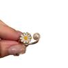Little Daisy Pearl Adjustable Ring - Women's Mori Style Sweet Fresh Design, Stacking Index Finger Jewelry