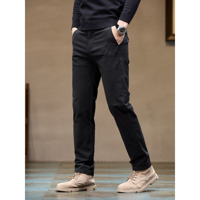 Factory Surplus Spring and Autumn Pure Cotton Casual Pants for Men, High-End Business Khaki Straight-Leg Dress Pants, Versatile Long Pants