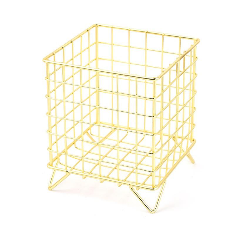 Nordic Wrought Iron Desktop Storage Basket - Cosmetic Organizer Rack