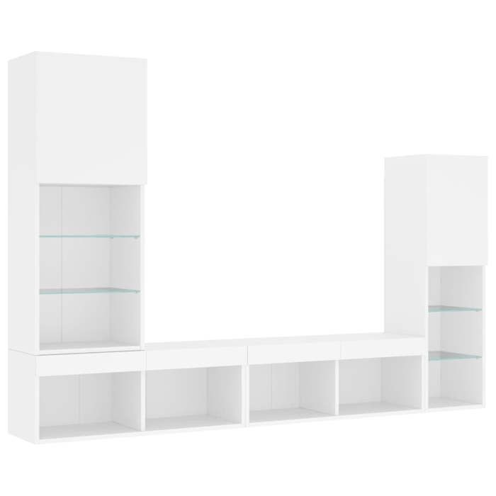 VidaXL TV Wall Units with LED 4 Pcs White Engineered Wood 3216654
