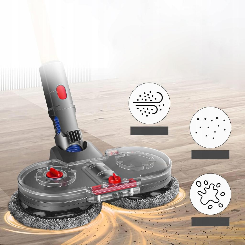 Rosfix Zestaw Mopujący z Filtrami do Odkurzaczy Dyson – Mopowanie na Mokro i Sucho | Prędkość 160 obr./min | Kompatybilność z V7–V15