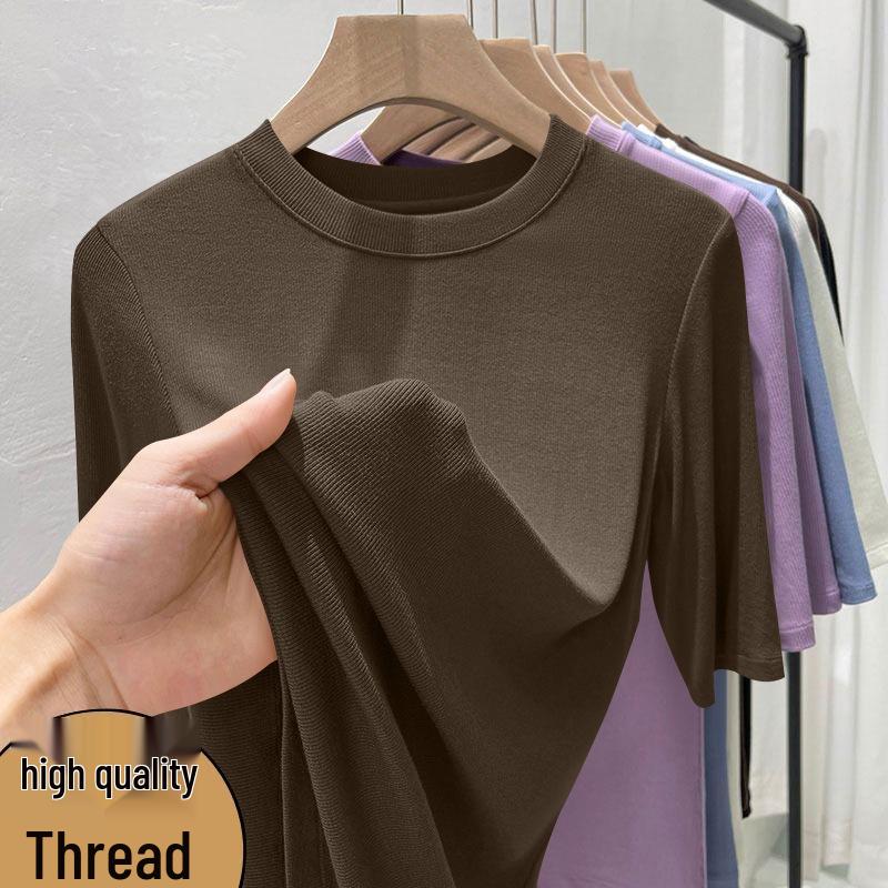 Damen Koreanischer Stil Gerippt Übergröße 3/4 Ärmel Einfarbig Schlankmachend Elegant T-Shirt