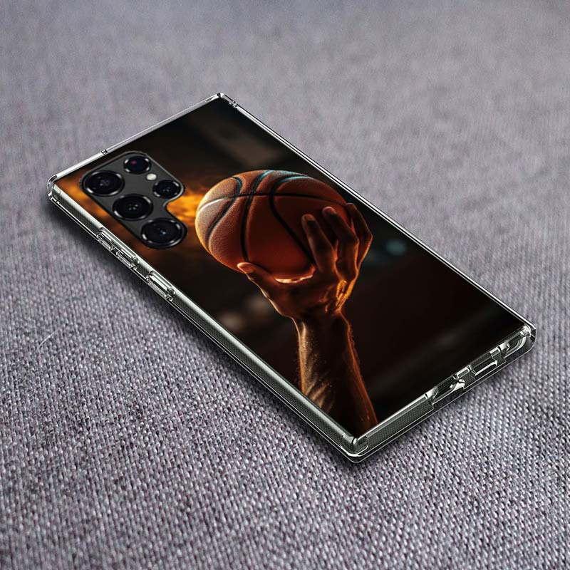Basketball Phone Case For Samsung Galaxy S24 S23 S21 S20 FE S22 S26 Ultra S25 Edge S10 Plus Cover Clear TPU Capa Shell Coque Sho