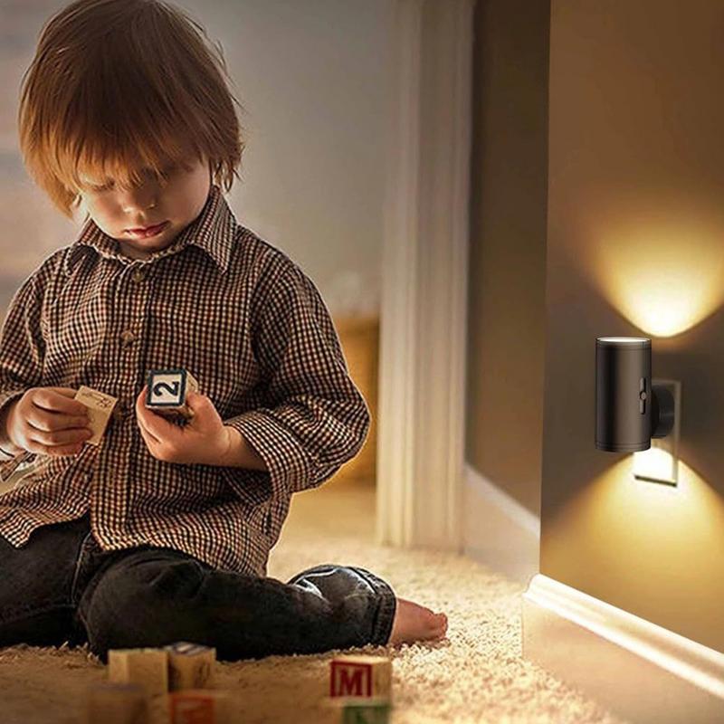 Zylindrisches LED-Nachtlicht zum Einstecken Moderne Wandleuchte Sensor LED Modernes Nachtlicht Einstellbare Helligkeit für Flur Schlafzimmer