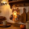 Decorative Resin Crafts Lighted Vintage Patchwork Ghost Door Hanger, Rustic Farmhouse Figurine, LED Light Up Realistic Figurine Halloween Spooky
