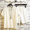 Men's Clothing Large Size Tracksuit Linen Short T-shirt Summer Suit Plus Size Clothing Track Suit Cotton Husband Set