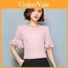 Summer Women Polka Dot Print Short Trumpet Sleeve Tops Stylish Casual Shirt