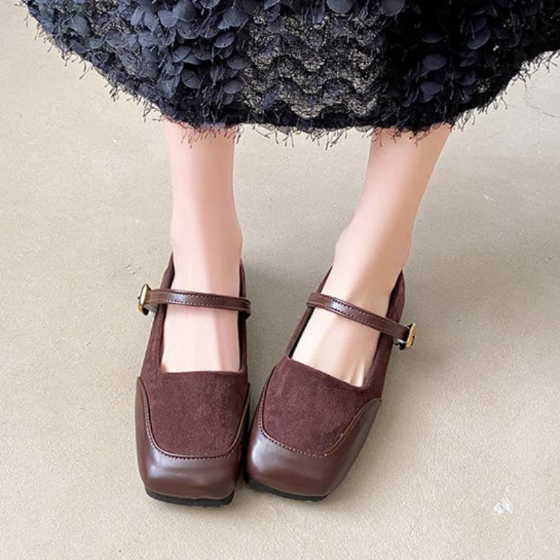 Fashion Ladies Footwear Gothic Mary Jane Women's Flat Shoes Japanese Style Lolita Square Toe High Quality Fashion Spring Beau Today Shoe
