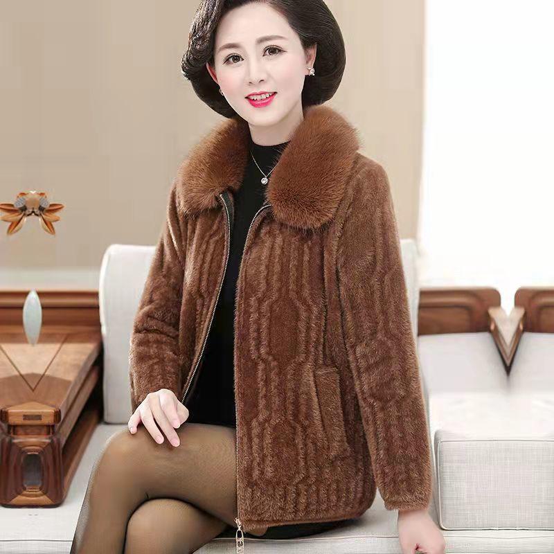 

Женское осенне-зимнее пальто из искусственного норкового бархата, женский повседневный теплый вязаный кардиган, женские топы XL верблюд