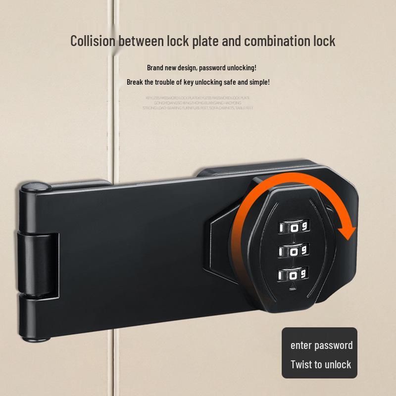 No-Drill Combination Lock for Cabinets, Drawers, and Refrigerators - Anti-Theft Double Door File Latch