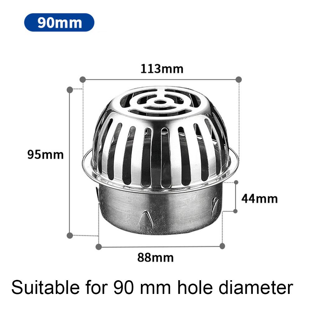 Balcony Roof Floor Drain Stainless Steel Round Large Displacement Anti-Clog Filter Screen Cover Outdoor Floor Drain Gutter Sewer