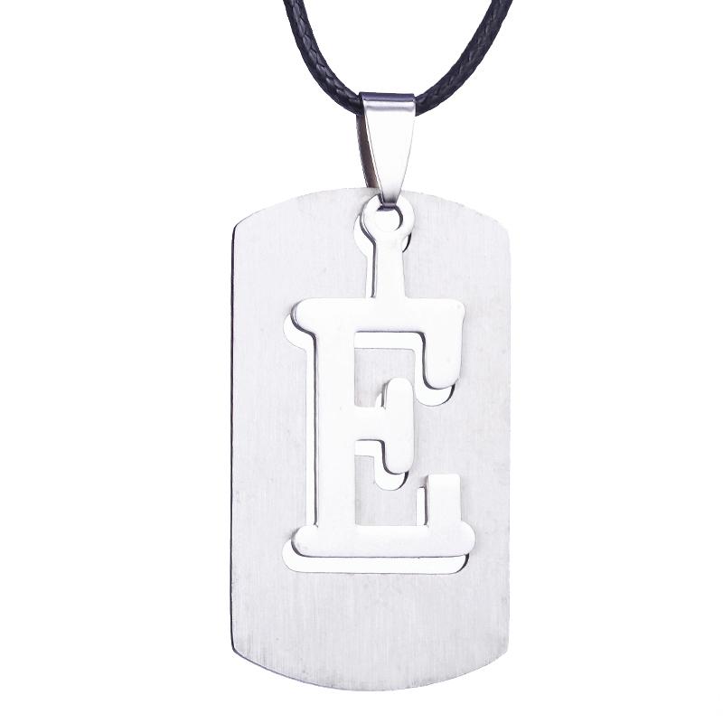 ZRM Jewelry Stainless Steel 26 English Alphabet Pendant Necklace Men Jewelry Personality Hollow Letter Pendant Friends Gifts