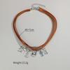 Vintage Western Style Multi Layer Pendant Necklace for Women and Girls in Brown Leather with Sophisticated Accents
