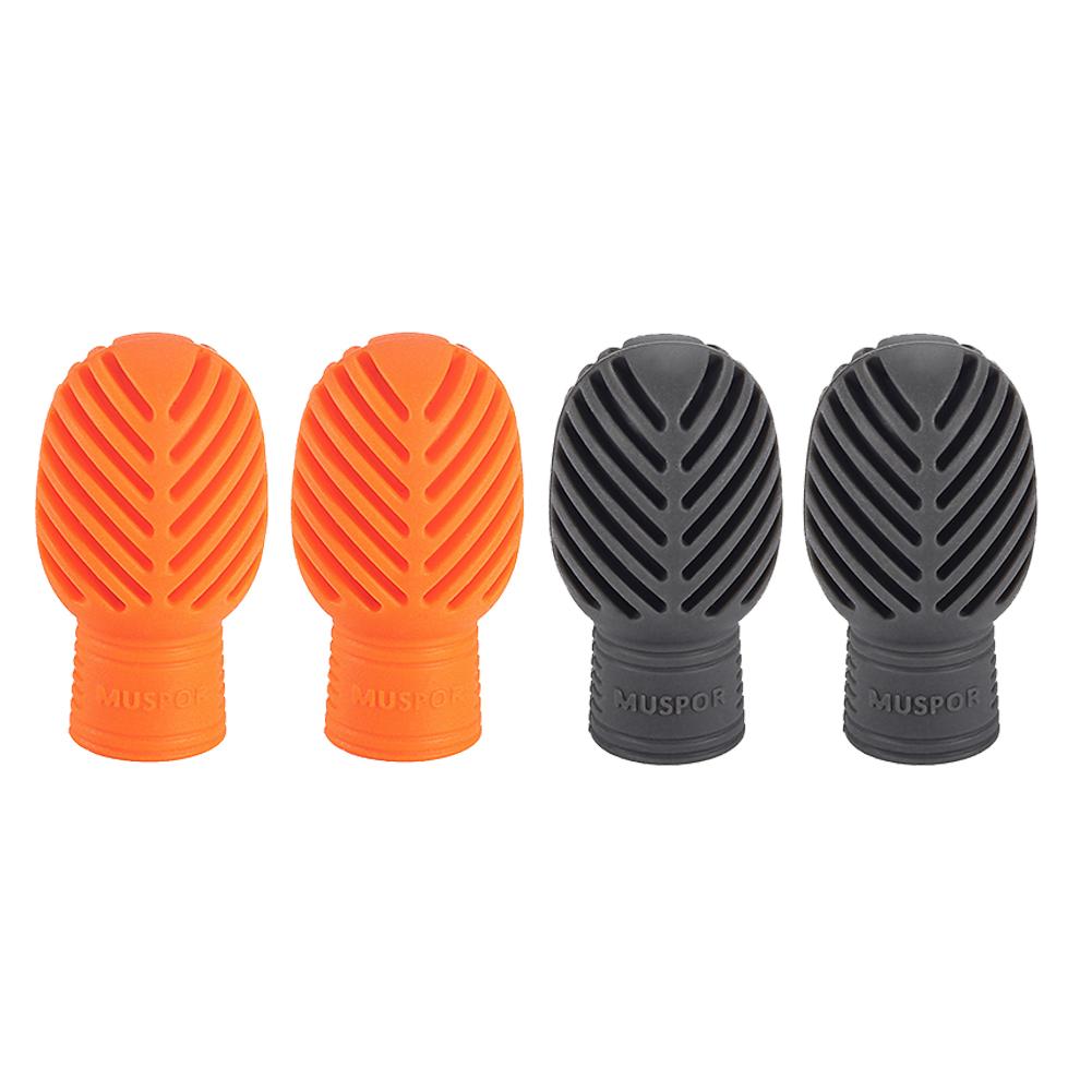 T0# 4PCS Silicone Drum Mute Drumstick Silent Tip Drum Dampener (2 Orange 2 Grey)