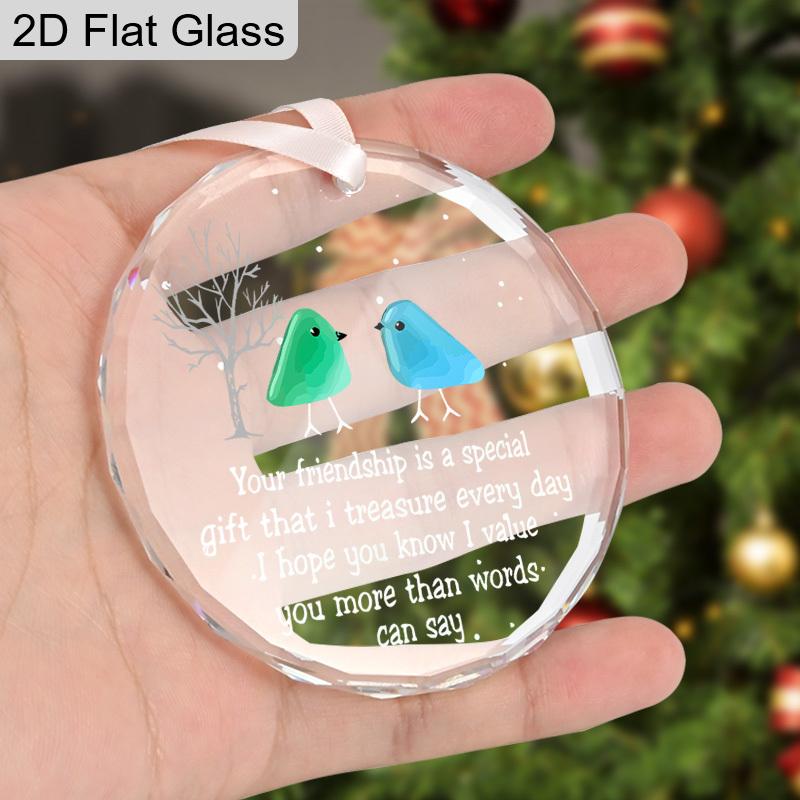Friendship Transparent Glass Pendant, Best Friendship Souvenir, Ornament Gift for Besties, Navidad Keepsake, Holiday Party Decor, Friendship Gift