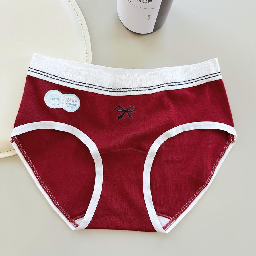

Женские трусы средней посадки из мягкого хлопка с бантиком и удлиненной ластовицей Large