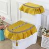 Universal European Style Double-Sided Toilet Seat Cover Set with Zippered Lace Fabric - All Seasons, Three-Piece Set.