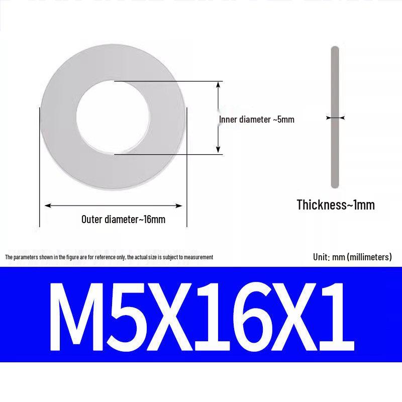 304 Stainless Steel Ultra-Thin Flat Washer, Thickness: 0.1/0.2/0.3/0.4/0.5 Mm, Sizes M1-M8