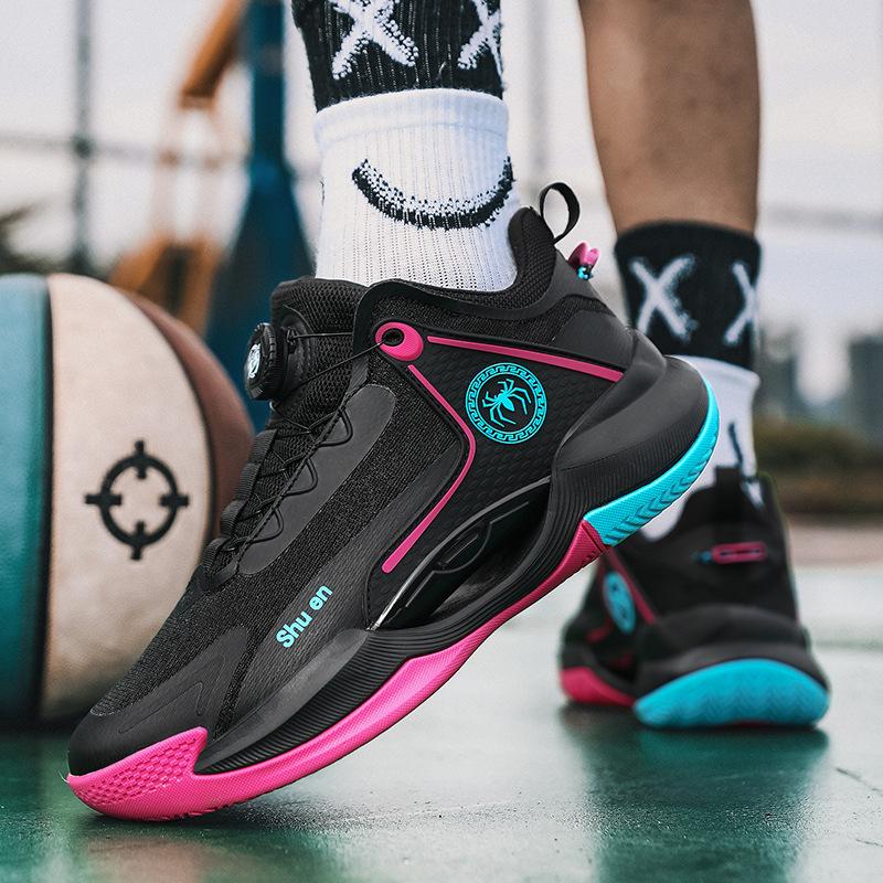 

High-top large-size basketball shoes for men s actual combat cushioning, non-slip, high breathability, youth rotating buckle sports shoes for women 45