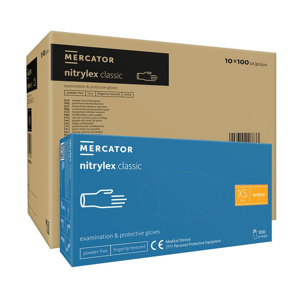 Nitrile Gloves Blue Mercator Nitrylex Classic 100 Pieces Carton 10 Pack