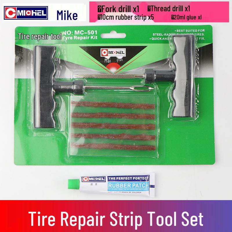 Motorcycle & Electric Vehicle Emergency Tire Repair Kit with Quick Glue & Rubber Strips