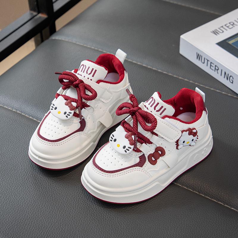 Girls' 2026 Spring/Autumn Breathable Cartoon Sneakers - Thick Sole, Non-Slip, Casual Running Shoes