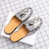 Fashion Men's Summer Snake Print Large Size Loafers Slip-On Mule Shoes Breathable Casual Leather Sandals Comfortable Flats Slippers