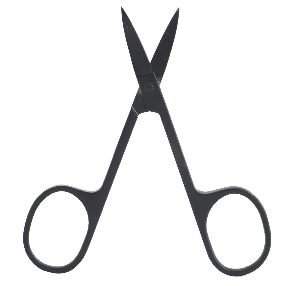 

Черные ножницы из нержавеющей стали для бровей, волос в носу, бороды, ножницы для красоты, ножницы для бровей (Заостренный