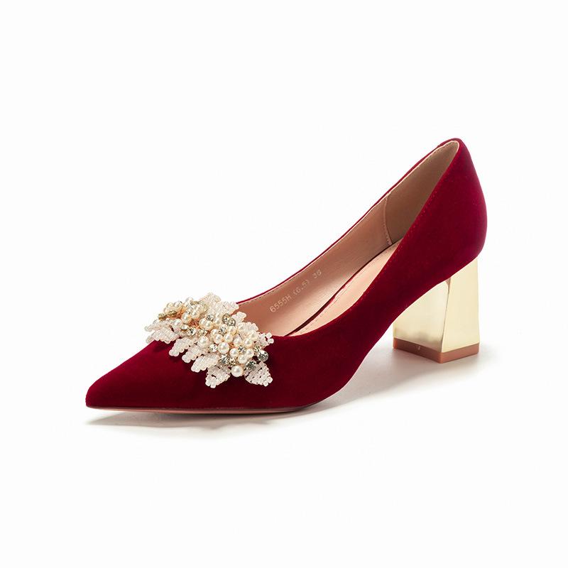 

Красные свадебные туфли на толстом каблуке женские туфли на высоком каблуке классические праздничные платья банкет шоу Он не устал 40