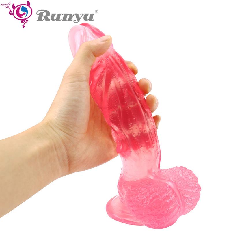 Soft Crystal Dildo RUNYU Adults Sex Toys Big Penis Butt Plug For Woman Anal Realistic Huge Suction Cup Dildo