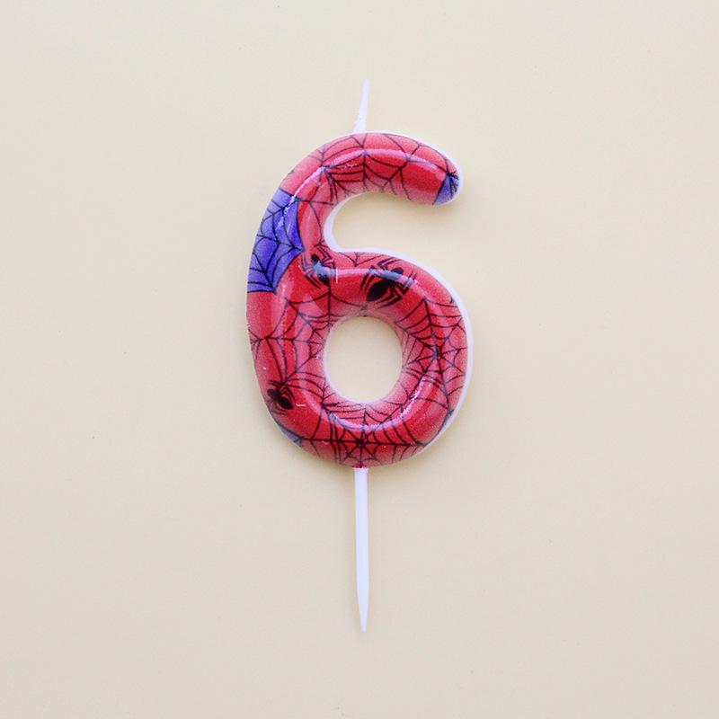 New Spider-Man Themed Number 0-9 Candle Birthday Party Scene Decoration Number Candle