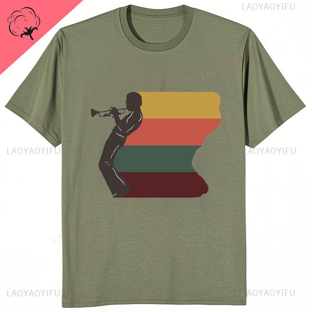 Retro Miles Davis Trumpet T Shirts Casual Tee Shirt Blue Music Gift Short Sleeve Oneck Novelty Funny Printed Classical TShirt