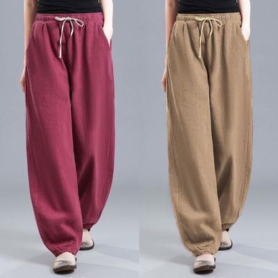 Baumwollleinen Drapierung Pumphose Damen Sommer hoch taillierte Harenhose Freizeithose Loose Vintage Rettichhose Damen