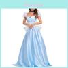 Stupendo Abito da Principessa Cenerentola per Adulti in Elegante Poliestere Blu per Feste di Halloween