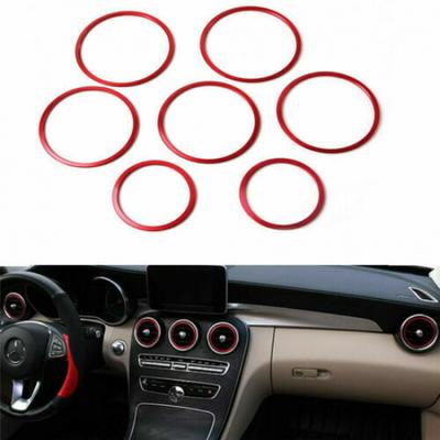 7 Red Stainless Steel Car Front Rear Air Vent Decoration Sticker For Benz C W205