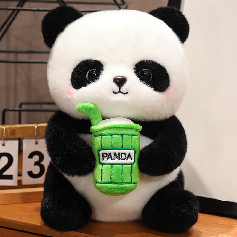 Adorable Plush Panda Toy Soft Pp Cotton Milk Tea Cup Panda Doll Gift For Kids