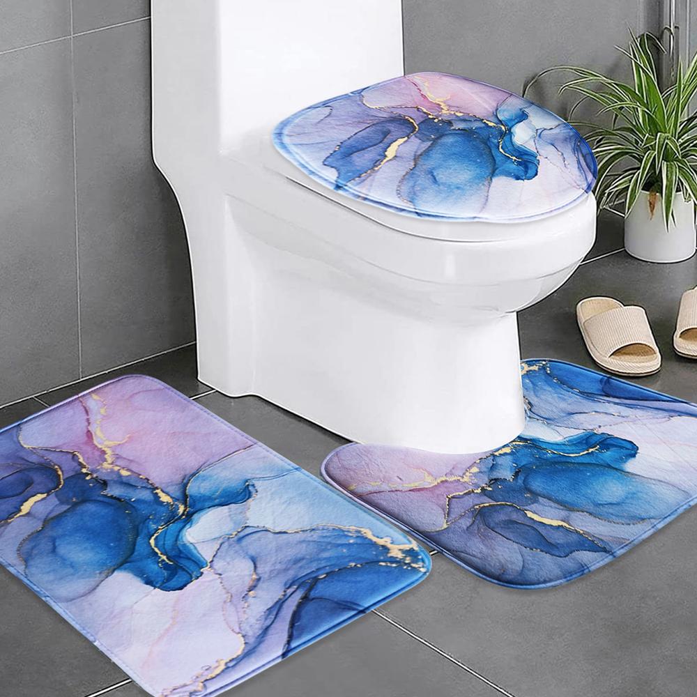 

1шт коврики для ванной комнаты, коврики для ванной комнаты, туалетные коврики U-образного типа, супермягкие коврики для ванной комнаты, мягкие впитывающие коврики из микрофибры, декор ванной комнаты 400MMx600MM синий