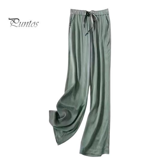 

Жіночі повсякденні штани, еластична талія, регульований шнурок, прямі широкі штани з кишенями, однотонні довгі штани вільного крою 2XL